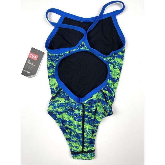 TYR DuraFast Elite Diamondfit Green One Piece Swimsuit Girls Agran 24 M - Picture 5 of 5